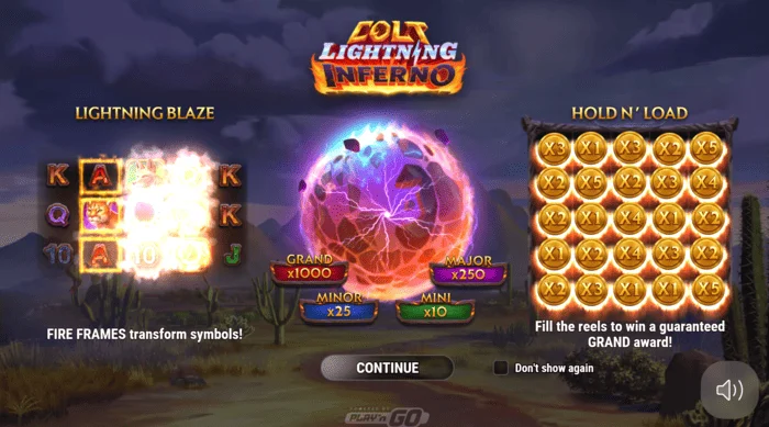 Hlavná obrazovka hry Colt Lightning Inferno